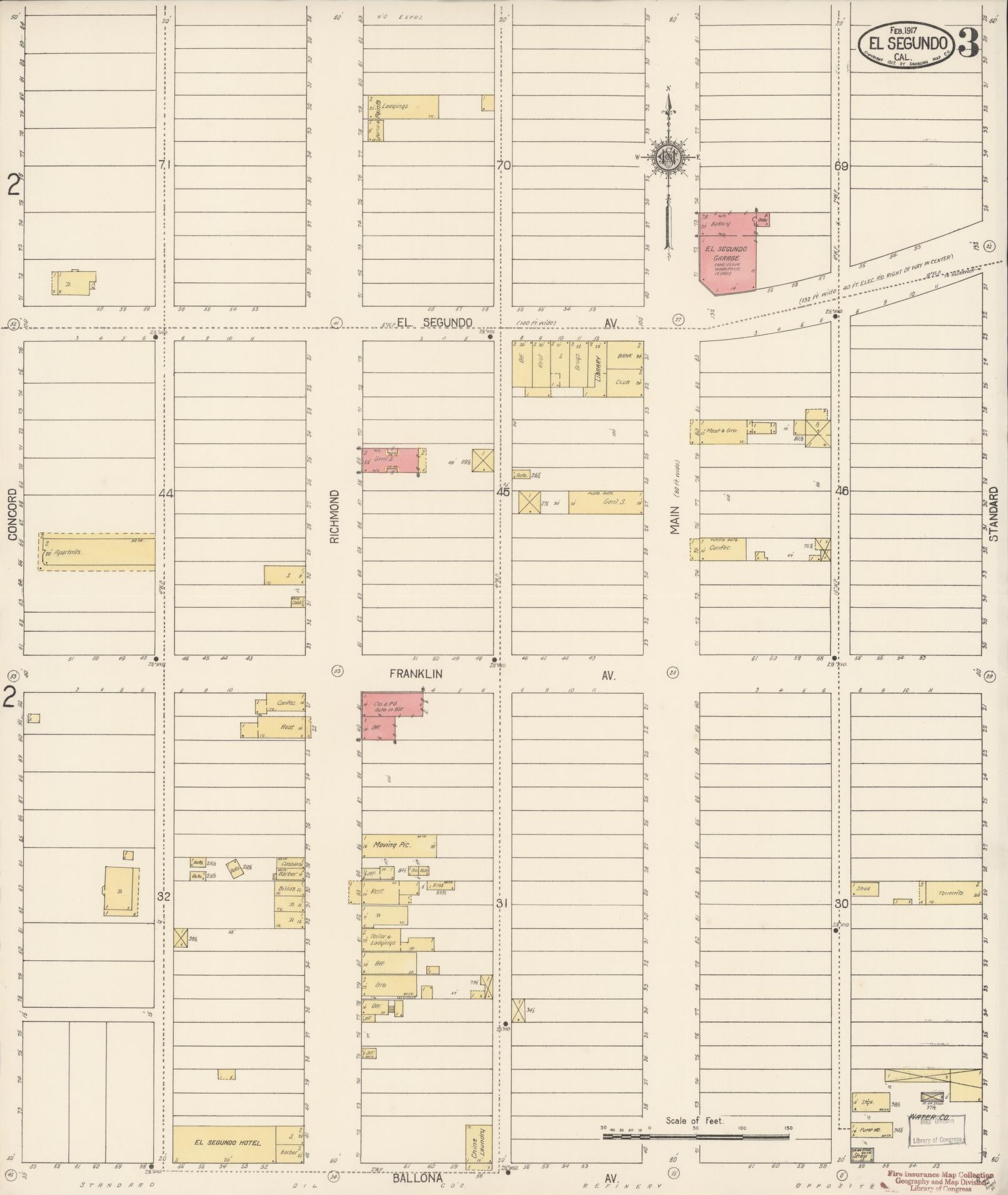 Sanborn Fire Insurance Map from El Segundo, Los Angeles County, California (1917), Sheet #0003 - Complete Map Set gallery image, historic Sanborn map, vintage wall art, California California