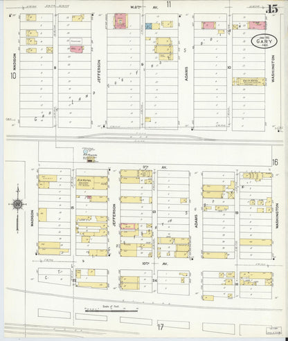 Sanborn Fire Insurance Map from Gary, Lake County, Indiana (1911), Sheet #0015 - Complete Map Set gallery image, historic Sanborn map, vintage wall art, Indiana Indiana