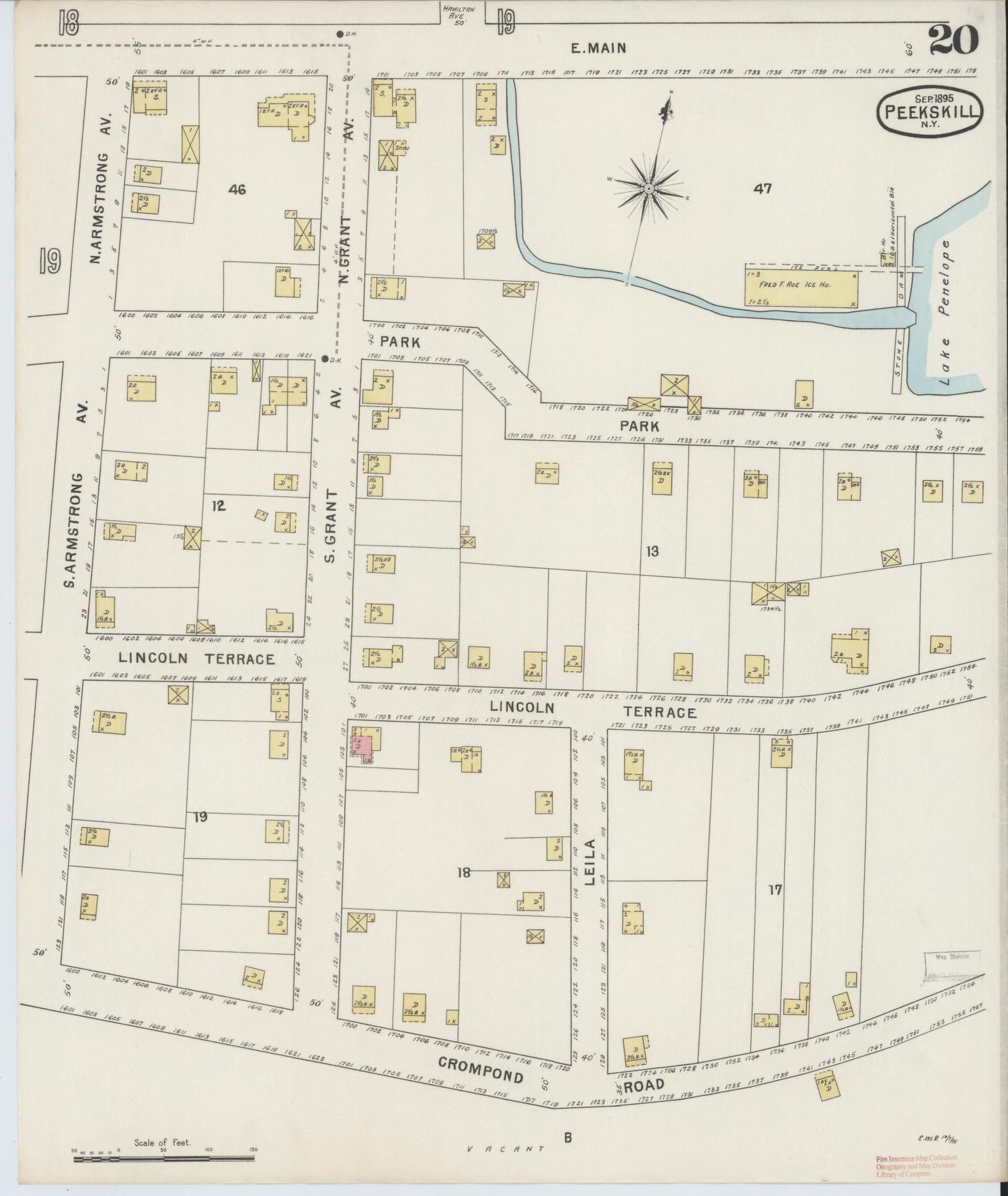 Sanborn Fire Insurance Map from Peekskill, Westchester County, New York (1895), Sheet #0020 - Complete Map Set gallery image, historic Sanborn map, vintage wall art, New York New York