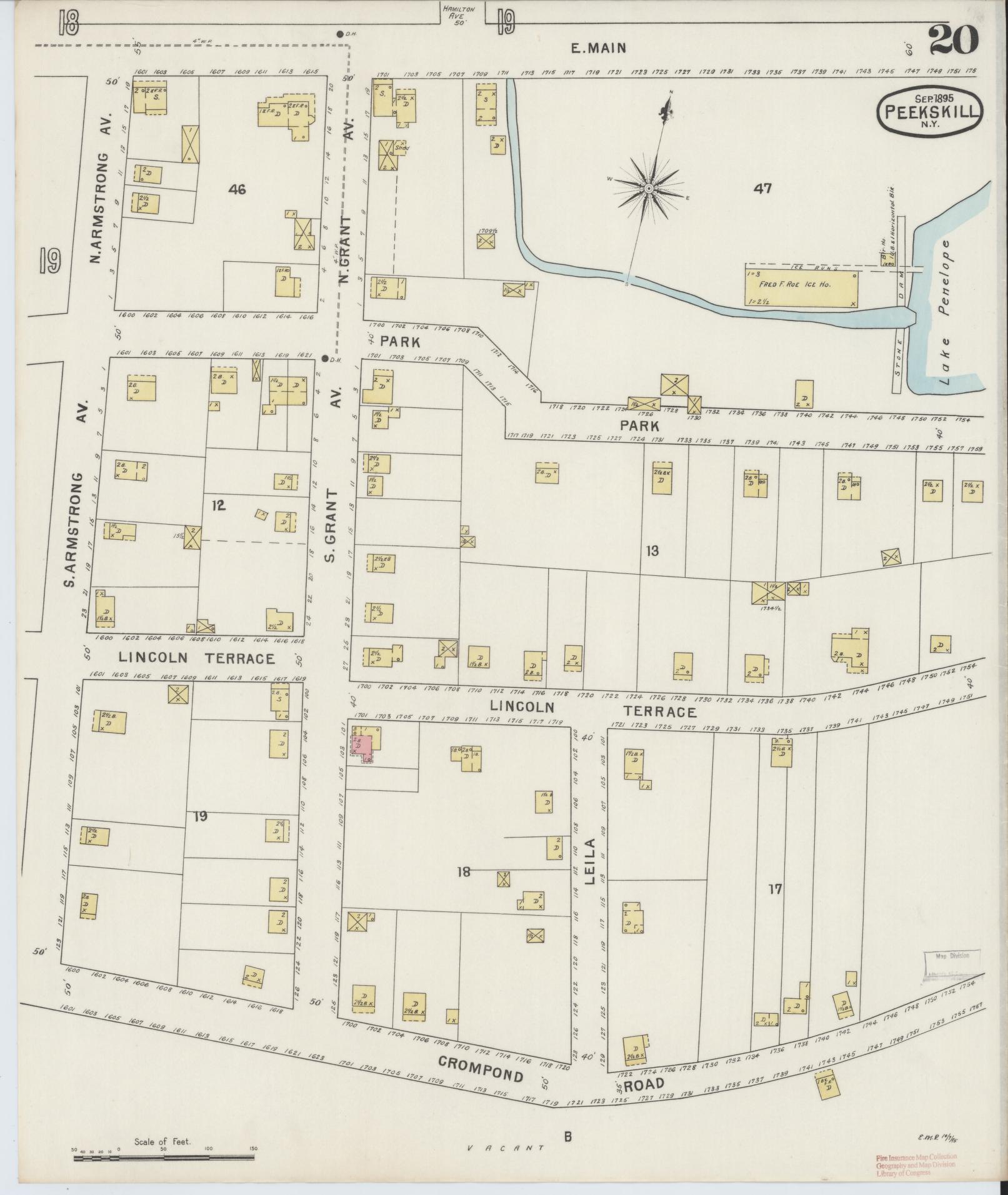 Sanborn Fire Insurance Map from Peekskill, Westchester County, New York (1895), Sheet #0020 - Complete Map Set gallery image, historic Sanborn map, vintage wall art, New York New York