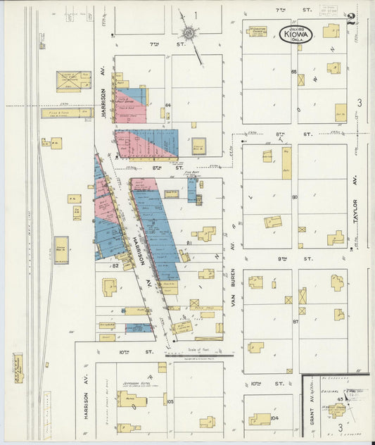 Sanborn Fire Insurance Map from Kiowa, Pittsburg County, Oklahoma (1918), Sheet #0002 - Historic Sanborn Fire Insurance Map Print, vintage old map wall art, antique decor, genealogy gift, Oklahoma Oklahoma map