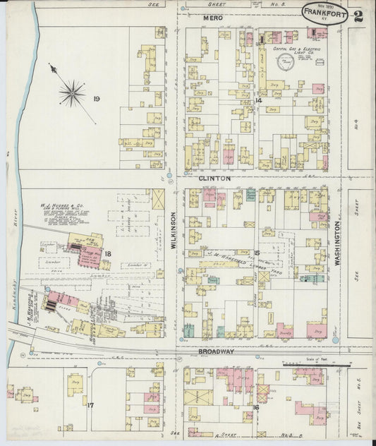 Sanborn Fire Insurance Map from Frankfort, Franklin County, Kentucky (1890), Sheet #0002 - Historic Sanborn Fire Insurance Map Print, vintage old map wall art, antique decor, genealogy gift, Kentucky Kentucky map