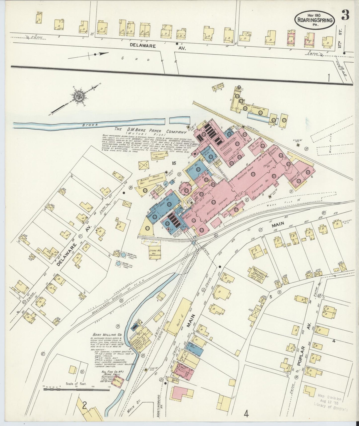 Sanborn Fire Insurance Map from Roaring Spring, Blair County, Pennsylvania (1910), Sheet #0003 - Complete Map Set gallery image, historic Sanborn map, vintage wall art, Pennsylvania Pennsylvania