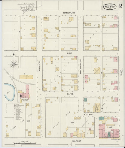 Sanborn Fire Insurance Map from Red Bud, Randolph County, Illinois (1894), Sheet #0002 - Complete Map Set gallery image, historic Sanborn map, vintage wall art, Illinois Illinois
