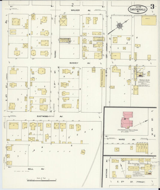 Sanborn Fire Insurance Map from Caruthersville, Pemiscot County, Missouri (1911), Sheet #0003 - Historic Sanborn Fire Insurance Map Print, vintage old map wall art, antique decor, genealogy gift, Missouri Missouri map