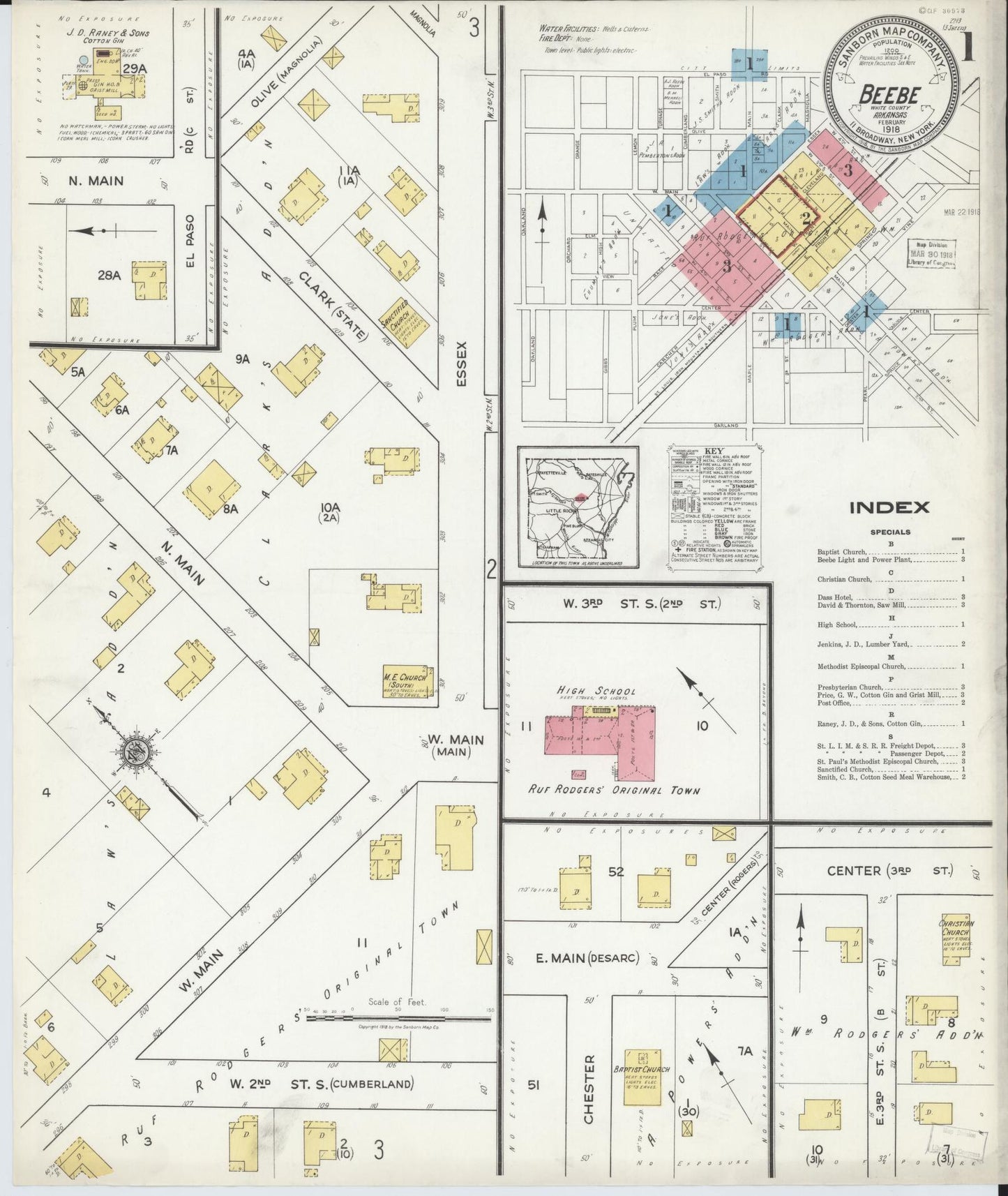 Sanborn Fire Insurance Map from Beebe, White County, Arkansas. (1918) – Historic Sanborn Fire Insurance Map Print
