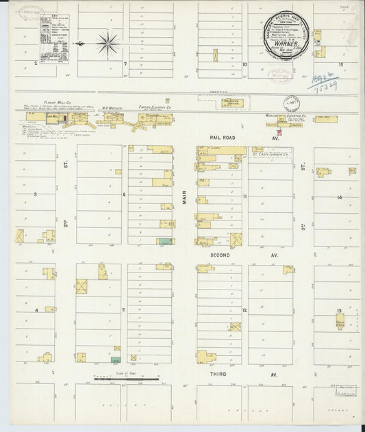 Sanborn Fire Insurance Map from Warner, Brown County, South Dakota (1898), Sheet #0001 - Historic Sanborn Fire Insurance Map Print, vintage old map wall art, antique decor, genealogy gift, South Dakota South Dakota map