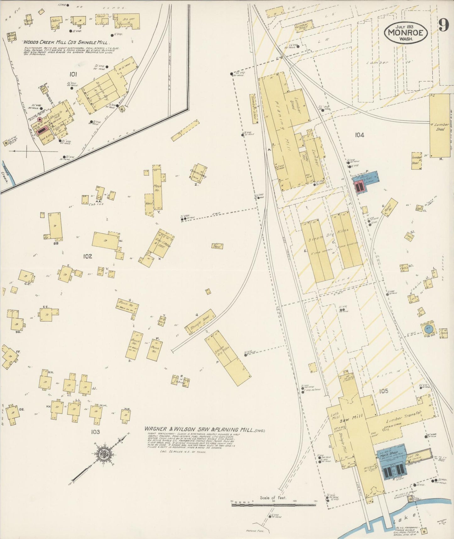 Sanborn Fire Insurance Map from Monroe, Snohomish County, Washington (1913), Sheet #0009 - Complete Map Set gallery image, historic Sanborn map, vintage wall art, Washington Washington
