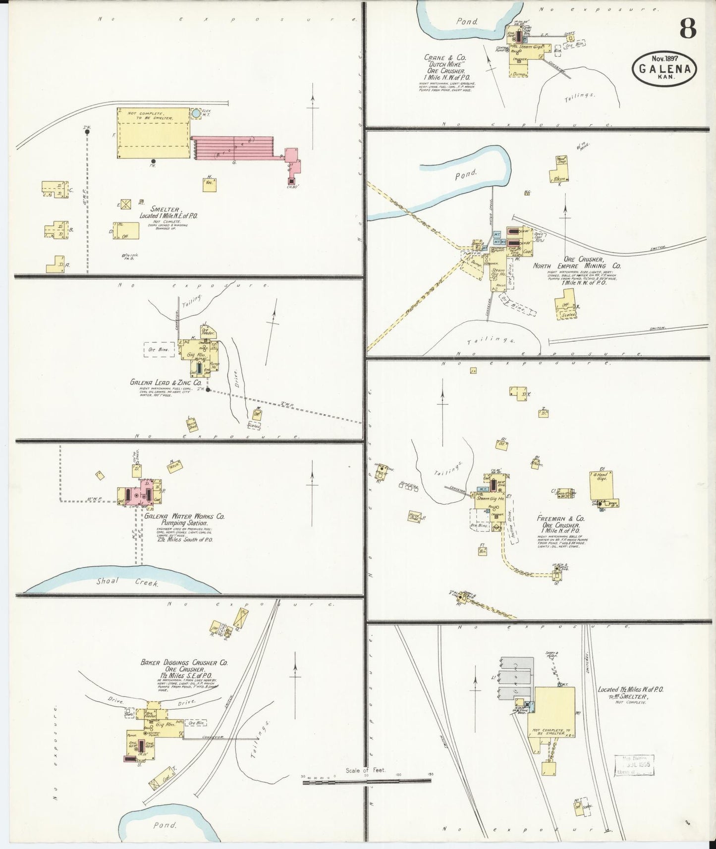 Sanborn Fire Insurance Map from Galena, Cherokee County, Kansas (1897), Sheet #0008 - Complete Map Set gallery image, historic Sanborn map, vintage wall art, Kansas Kansas