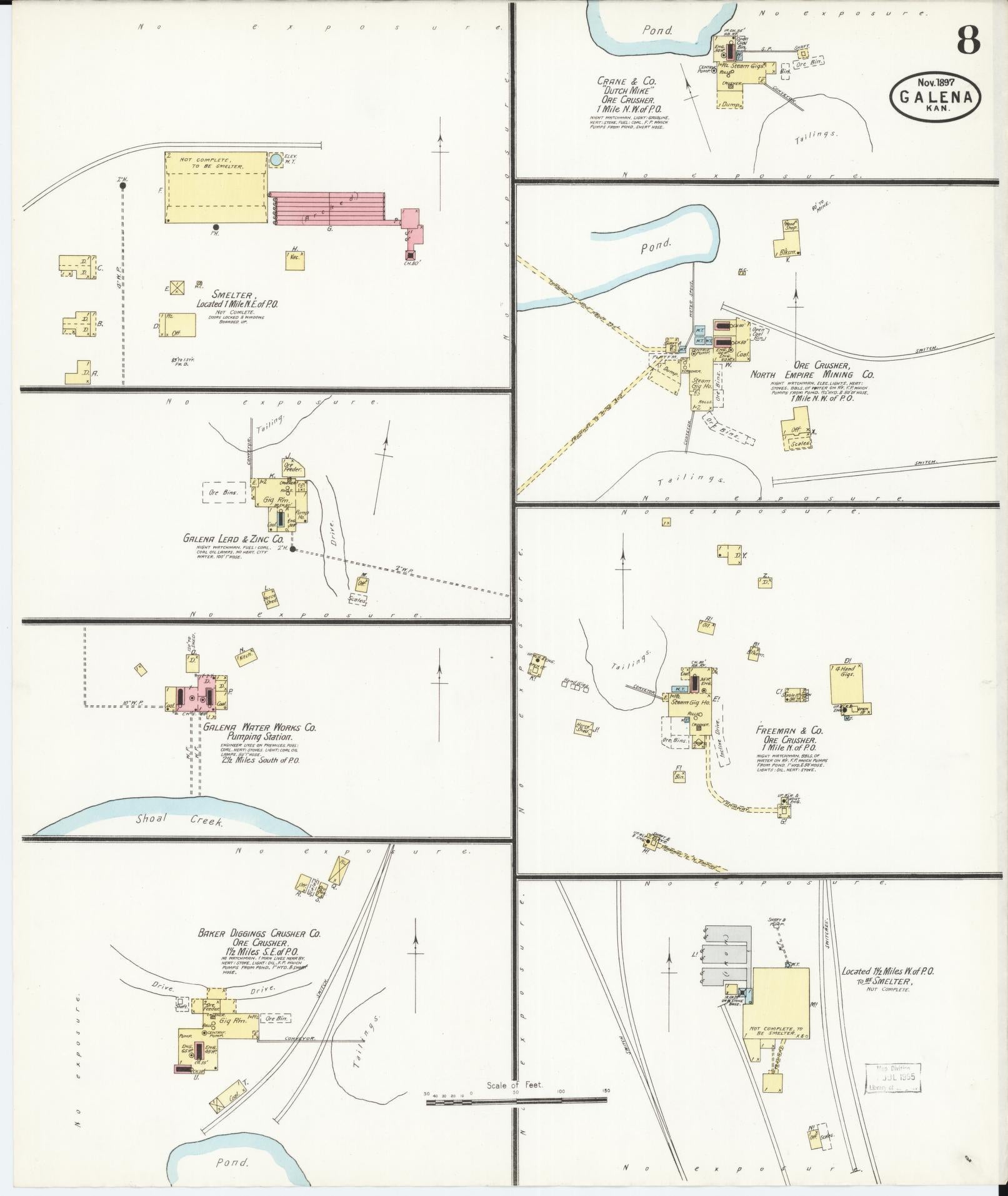Sanborn Fire Insurance Map from Galena, Cherokee County, Kansas (1897), Sheet #0008 - Complete Map Set gallery image, historic Sanborn map, vintage wall art, Kansas Kansas