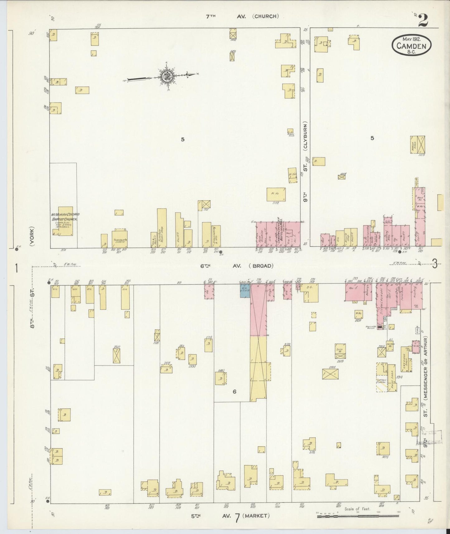 Sanborn Fire Insurance Map from Camden, Kershaw County, South Carolina (1912), Sheet #0002 - Historic Sanborn Fire Insurance Map Print, vintage old map wall art, antique decor, genealogy gift, South Carolina South Carolina map