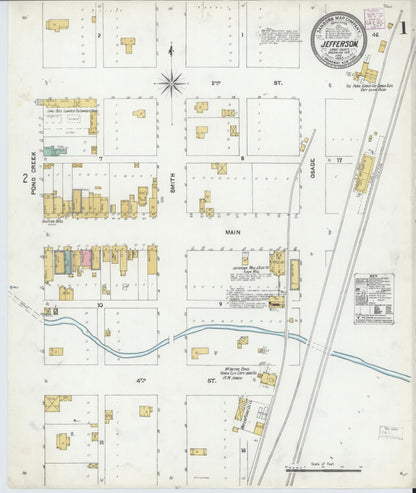 Sanborn Fire Insurance Map from Jefferson, Grant County, Oklahoma (1905), Sheet #0001 - Complete Map Set gallery image, historic Sanborn map, vintage wall art, Oklahoma Oklahoma