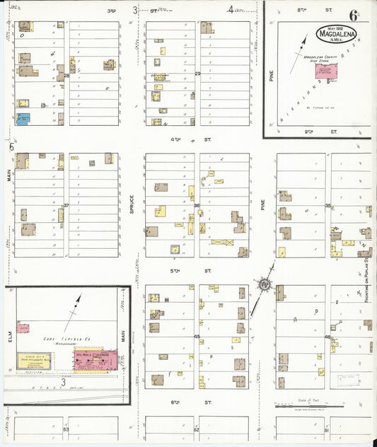 Sanborn Fire Insurance Map from Magdalena, Socorro County, New Mexico (1919), Sheet #0006 - Historic Sanborn Fire Insurance Map Print, vintage old map wall art, antique decor, genealogy gift, New Mexico New Mexico map