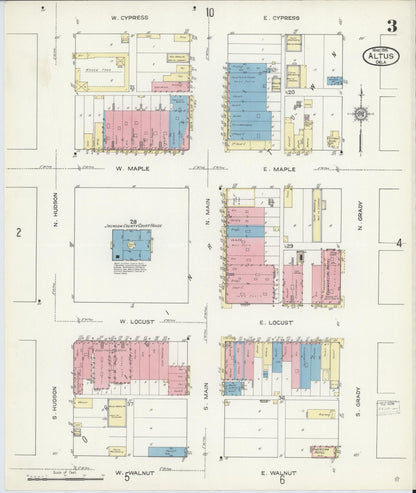 Sanborn Fire Insurance Map from Altus, Jackson County, Oklahoma (1914), Sheet #0003 - Complete Map Set gallery image, historic Sanborn map, vintage wall art, Oklahoma Oklahoma