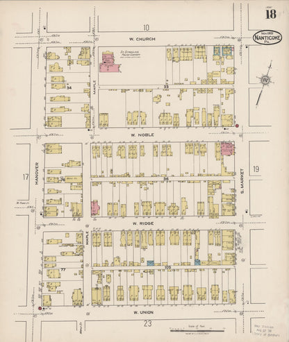 Sanborn Fire Insurance Map from Nanticoke, Luzerne County, Pennsylvania (1920), Sheet #0018 - Historic Sanborn Fire Insurance Map Print, vintage old map wall art, antique decor, genealogy gift, Pennsylvania Pennsylvania map