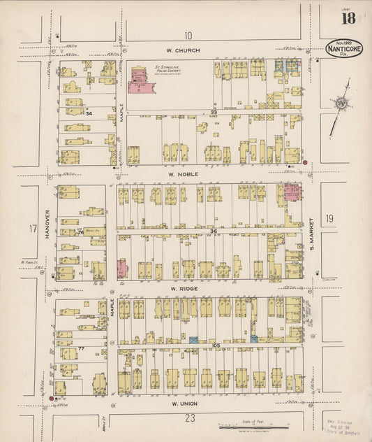 Sanborn Fire Insurance Map from Nanticoke, Luzerne County, Pennsylvania (1920), Sheet #0018 - Historic Sanborn Fire Insurance Map Print, vintage old map wall art, antique decor, genealogy gift, Pennsylvania Pennsylvania map