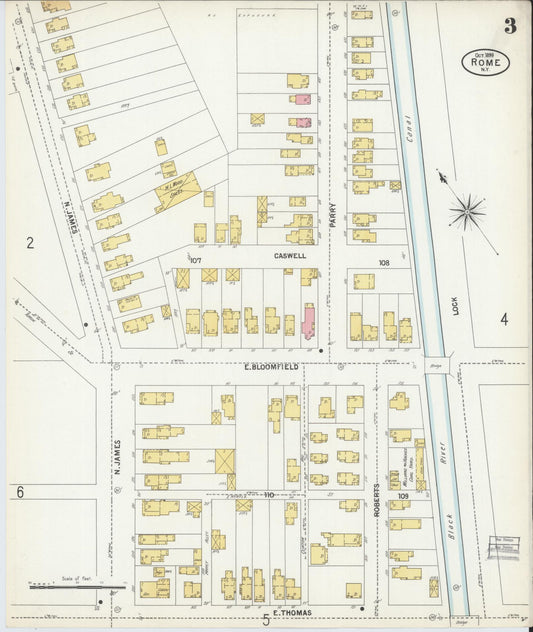 Sanborn Fire Insurance Map from Rome, Oneida County, New York (1899), Sheet #0003 - Historic Sanborn Fire Insurance Map Print, vintage old map wall art, antique decor, genealogy gift, New York New York map