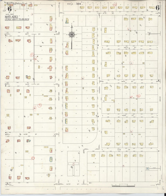Sanborn Fire Insurance Map from Bethany, Oklahoma County, Oklahoma (1942), Sheet #0006 - Historic Sanborn Fire Insurance Map Print, vintage old map wall art, antique decor, genealogy gift, Bethany Oklahoma map