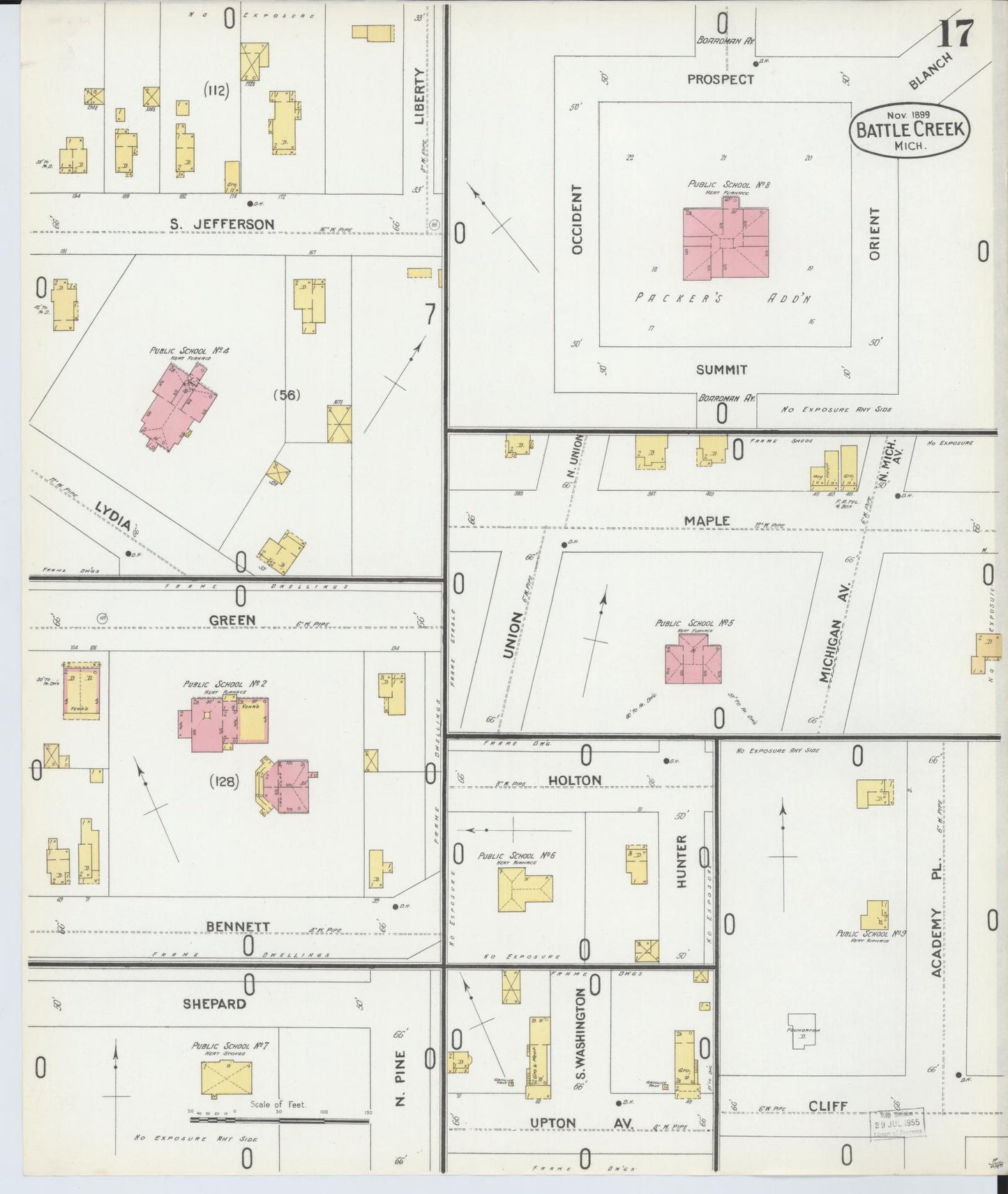 Sanborn Fire Insurance Map from Battle Creek, Calhoun County, Michigan (1899), Sheet #0017 - Complete Map Set gallery image, historic Sanborn map, vintage wall art, Michigan Michigan