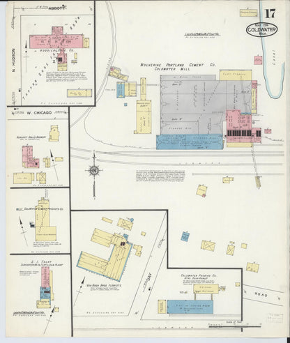 Sanborn Fire Insurance Map from Coldwater, Branch County, Michigan (1914), Sheet #0017 - Complete Map Set gallery image, historic Sanborn map, vintage wall art, Michigan Michigan