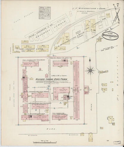 Sanborn Fire Insurance Map from Michigan City, La Porte  County, Indiana (1884), Sheet #0007 - Historic Sanborn Fire Insurance Map Print, vintage old map wall art, antique decor, genealogy gift, Michigan Michigan map