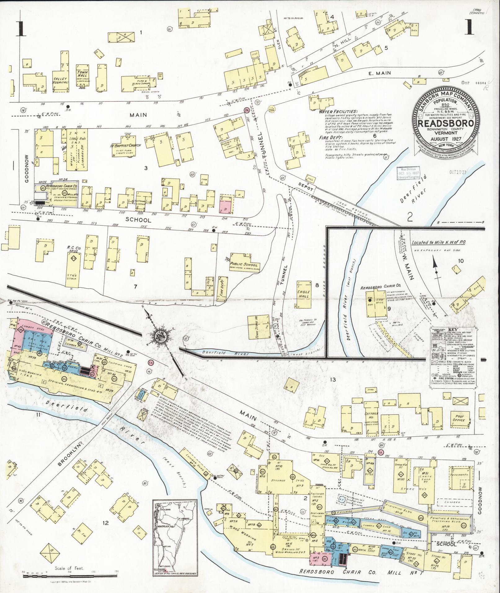 Sanborn Fire Insurance Map from Readsboro, Bennington County, Vermont. (1927) – Historic Sanborn Fire Insurance Map Print
