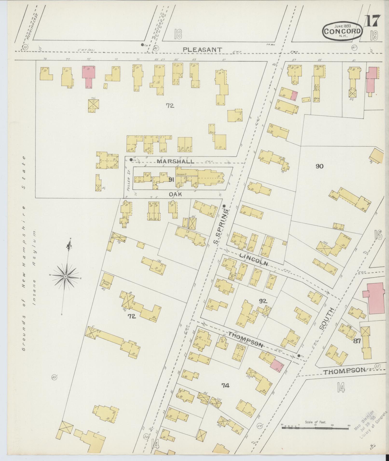 Sanborn Fire Insurance Map from Concord, Merrimack County, New Hampshire (1893), Sheet #0017 - Complete Map Set gallery image, historic Sanborn map, vintage wall art, New Hampshire New Hampshire