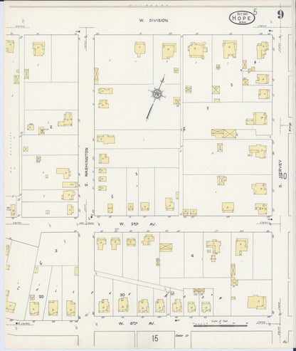 Sanborn Fire Insurance Map from Hope, Hempstead County, Arkansas (1913), Sheet #0009 - Complete Map Set gallery image, historic Sanborn map, vintage wall art, Arkansas Arkansas