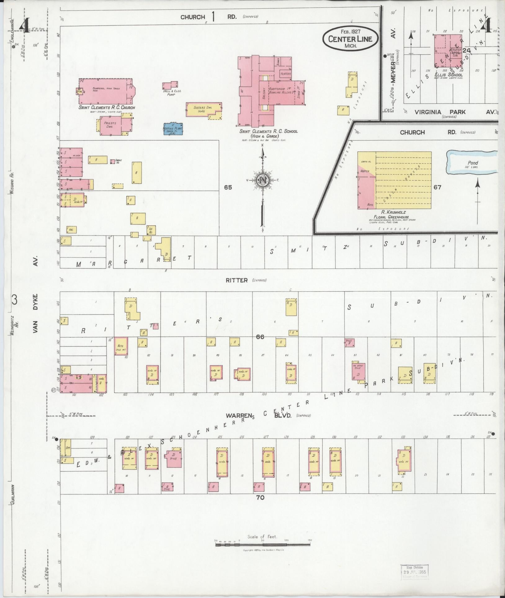 Sanborn Fire Insurance Map from Center Line, Macomb County, Michigan (1927), Sheet #0004 - Complete Map Set gallery image, historic Sanborn map, vintage wall art, Michigan Michigan