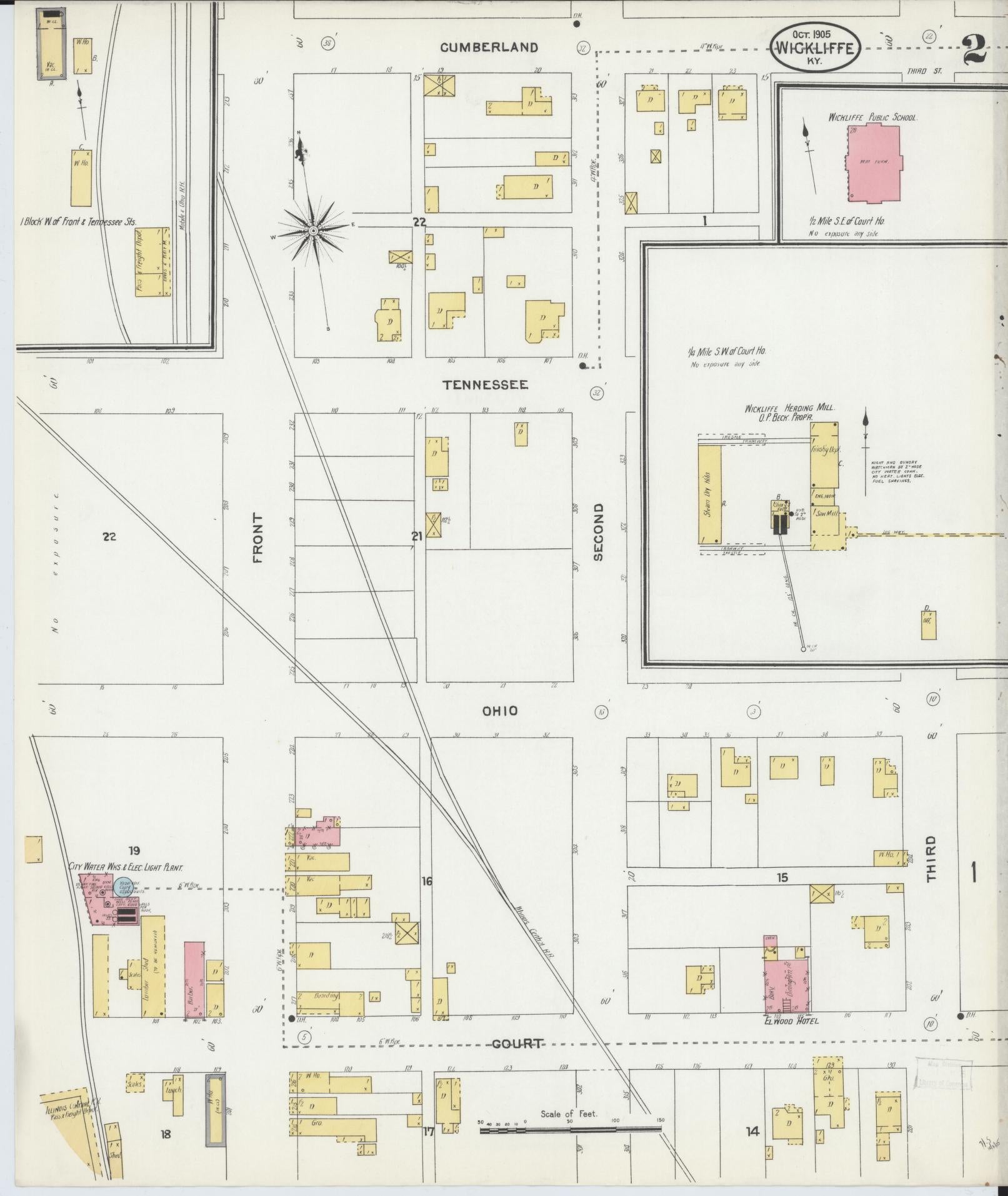 Sanborn Fire Insurance Map from Wickliffe, Ballard County, Kentucky (1905), Sheet #0002 - Historic Sanborn Fire Insurance Map Print, vintage old map wall art, antique decor, genealogy gift, Kentucky Kentucky map