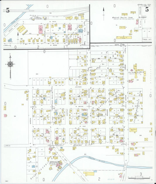 Sanborn Fire Insurance Map from Versailles, Darke County, Ohio (1951), Sheet #0005 - Historic Sanborn Fire Insurance Map Print, vintage old map wall art, antique decor, genealogy gift, Ohio Ohio map