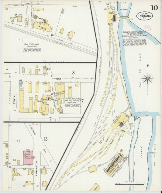 Sanborn Fire Insurance Map from Indiana, Indiana County, Pennsylvania (1888), Sheet #0010 - Historic Sanborn Fire Insurance Map Print, vintage old map wall art, antique decor, genealogy gift, Pennsylvania Pennsylvania map
