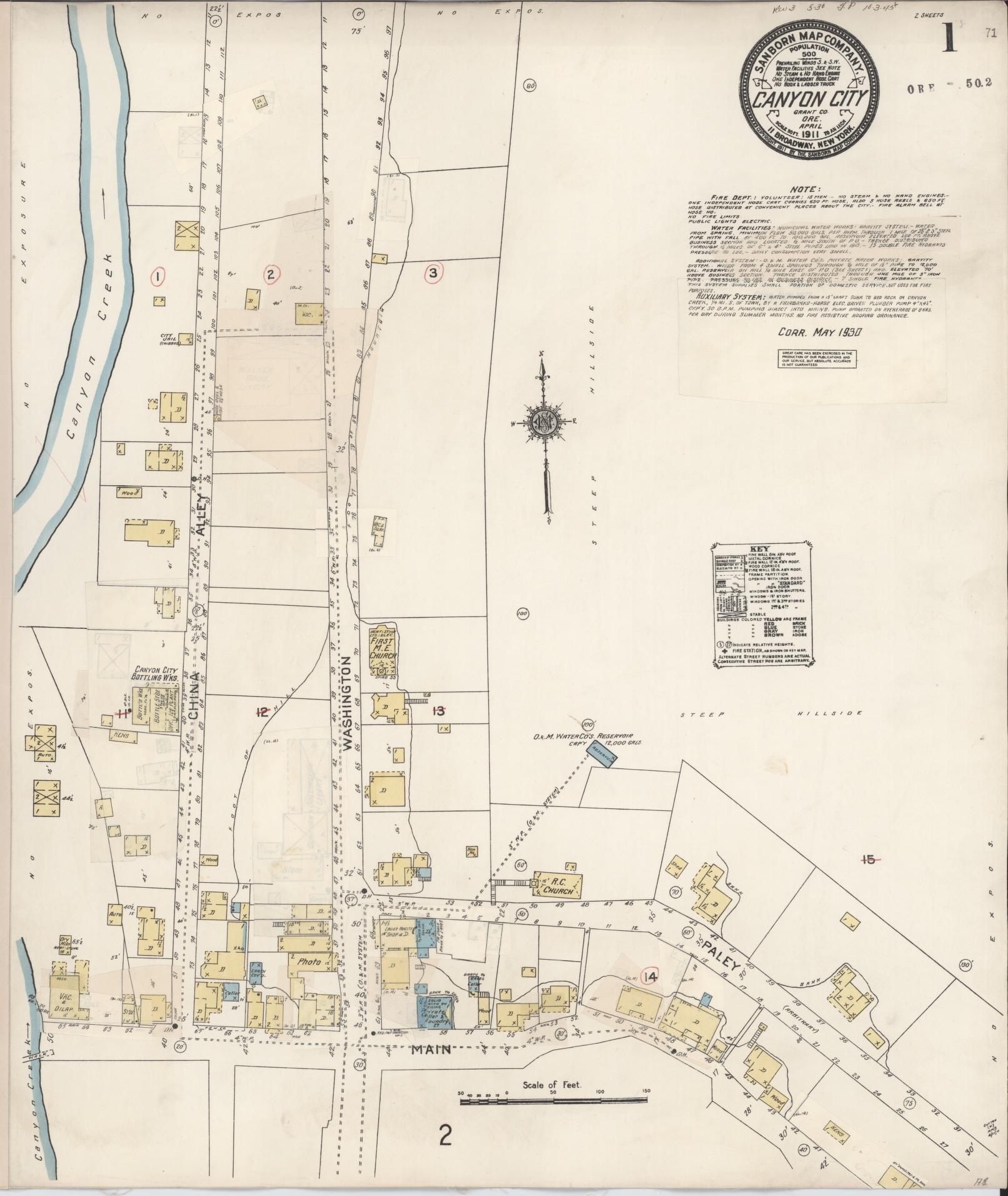 Sanborn Fire Insurance Map from Canyon City, Grant County, Oregon. (1930) – Historic Sanborn Fire Insurance Map Print