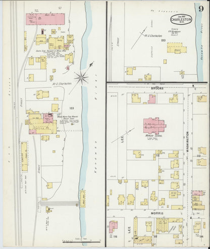 Sanborn Fire Insurance Map from Charleston, Kanawha County, West Virginia (1897), Sheet #0009 - Complete Map Set gallery image, historic Sanborn map, vintage wall art, West Virginia West Virginia