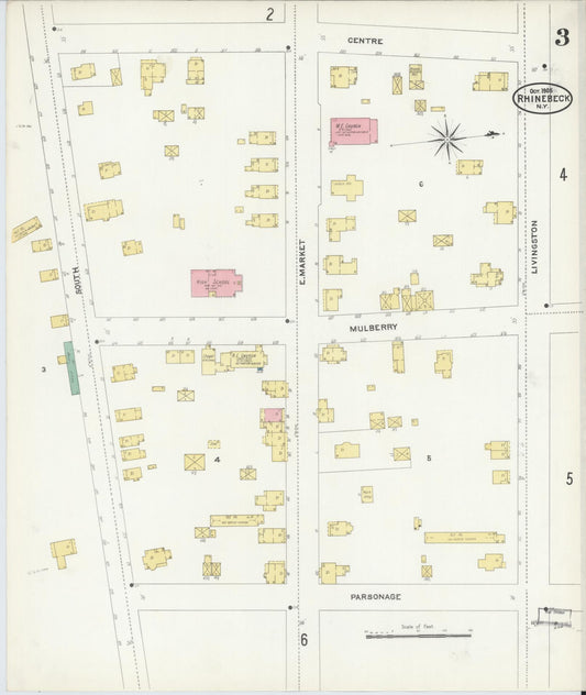 Sanborn Fire Insurance Map from Rhinebeck, Dutchess County, New York (1905), Sheet #0003 - Historic Sanborn Fire Insurance Map Print, vintage old map wall art, antique decor, genealogy gift, New York New York map