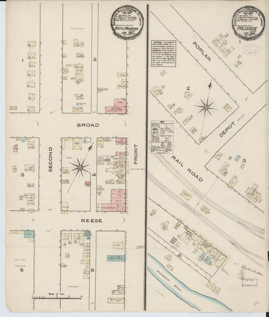 Sanborn Fire Insurance Map from Battle Mountain, Lander County, Nevada (1885), Sheet #0001 - Historic Sanborn Fire Insurance Map Print, vintage old map wall art, antique decor, genealogy gift, Nevada Nevada map