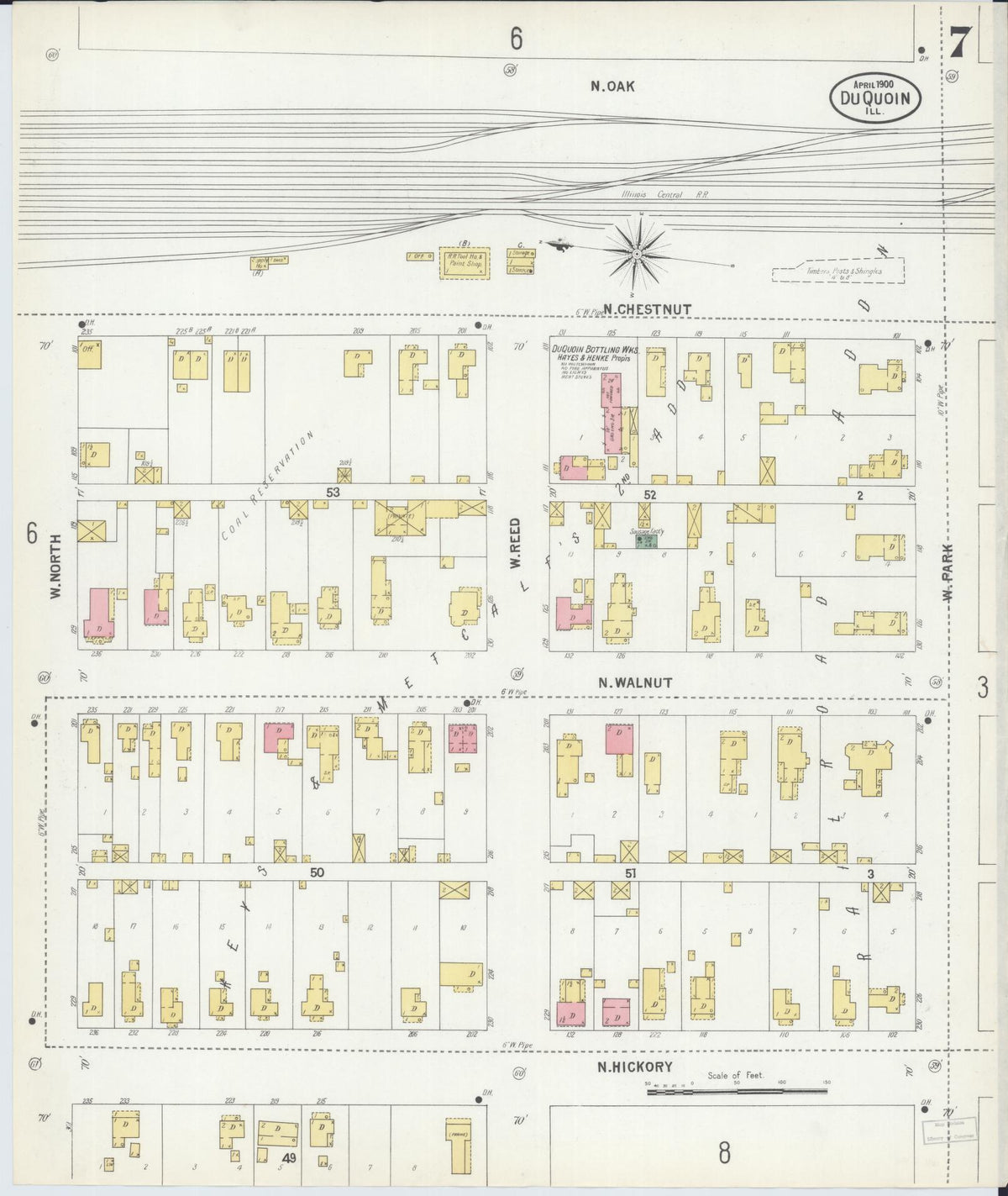 Sanborn Fire Insurance Map from Du Quoin, Perry County, Illinois (1900), Sheet #0007 - Complete Map Set gallery image, historic Sanborn map, vintage wall art, Illinois Illinois