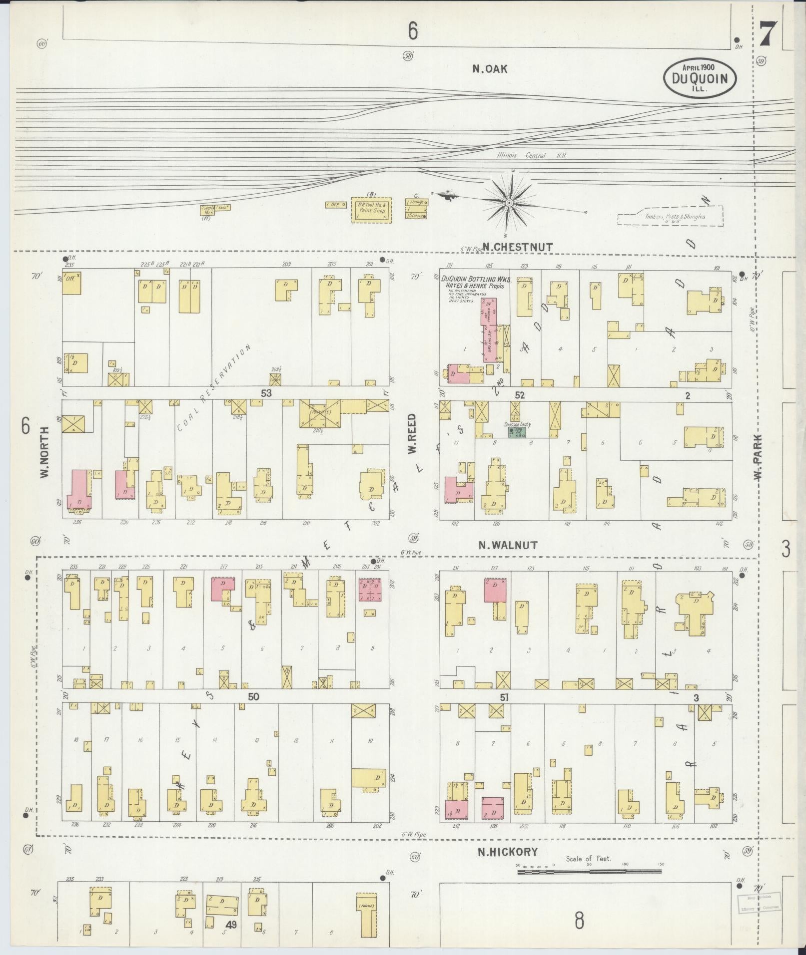 Sanborn Fire Insurance Map from Du Quoin, Perry County, Illinois (1900), Sheet #0007 - Complete Map Set gallery image, historic Sanborn map, vintage wall art, Illinois Illinois