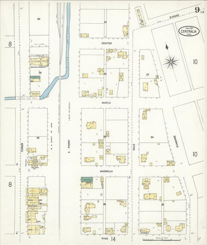 Sanborn Fire Insurance Map from Centralia, Lewis County, Washington (1901), Sheet #0009 - Complete Map Set gallery image, historic Sanborn map, vintage wall art, Washington Washington