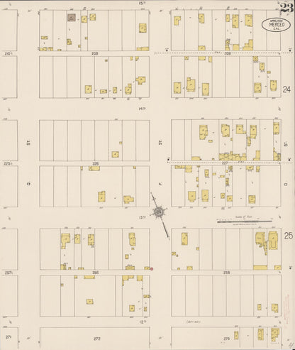Sanborn Fire Insurance Map from Merced, Merced County, California (1922), Sheet #0023 - Historic Sanborn Fire Insurance Map Print, vintage old map wall art, antique decor, genealogy gift, California California map