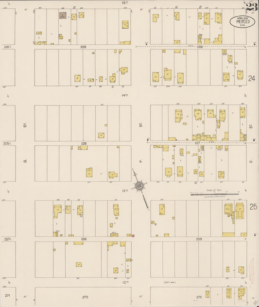Sanborn Fire Insurance Map from Merced, Merced County, California (1922), Sheet #0023 - Historic Sanborn Fire Insurance Map Print, vintage old map wall art, antique decor, genealogy gift, California California map
