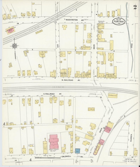Sanborn Fire Insurance Map from Portage, Cambria County, Pennsylvania (1911), Sheet #0002 - Historic Sanborn Fire Insurance Map Print, vintage old map wall art, antique decor, genealogy gift, Pennsylvania Pennsylvania map