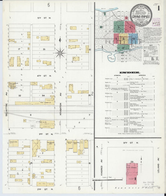 Sanborn Fire Insurance Map from Grand Rapids, Itasca County, Minnesota (1908), Sheet #0001 - Complete Map Set gallery image, historic Sanborn map, vintage wall art, Minnesota Minnesota