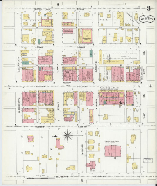 Sanborn Fire Insurance Map from Webb City, Jasper County, Missouri (1906), Sheet #0003 - Historic Sanborn Fire Insurance Map Print, vintage old map wall art, antique decor, genealogy gift, Missouri Missouri map