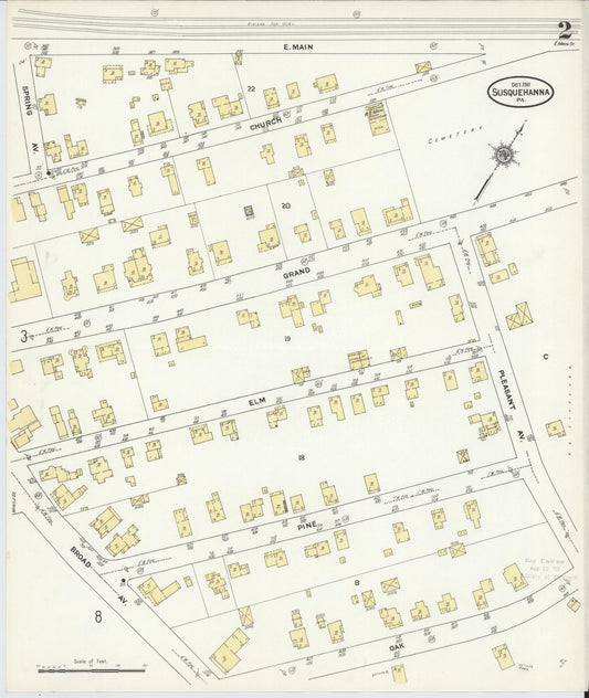 Sanborn Fire Insurance Map from Susquehanna, Susquehanna County, Pennsylvania (1911), Sheet #0002 - Historic Sanborn Fire Insurance Map Print, vintage old map wall art, antique decor, genealogy gift, Pennsylvania Pennsylvania map