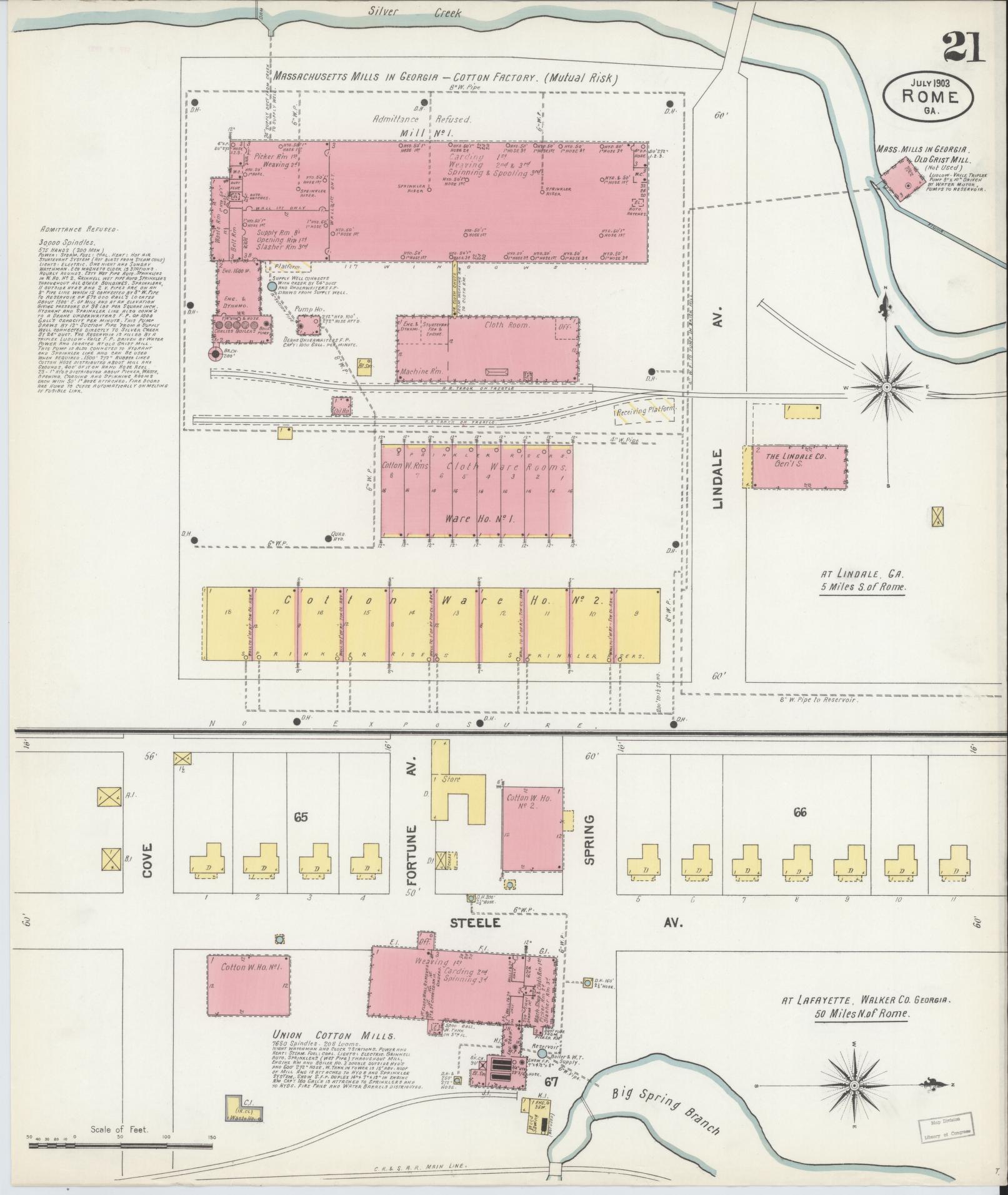 Sanborn Fire Insurance Map from Rome, Floyd County, Georgia (1903), Sheet #0021 - Historic Sanborn Fire Insurance Map Print, vintage old map wall art, antique decor, genealogy gift, Georgia Georgia map