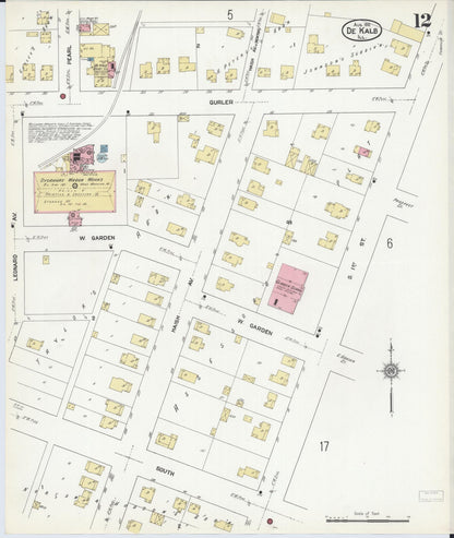 Sanborn Fire Insurance Map from De Kalb, De Kalb County, Illinois (1912), Sheet #0012 - Complete Map Set gallery image, historic Sanborn map, vintage wall art, Illinois Illinois