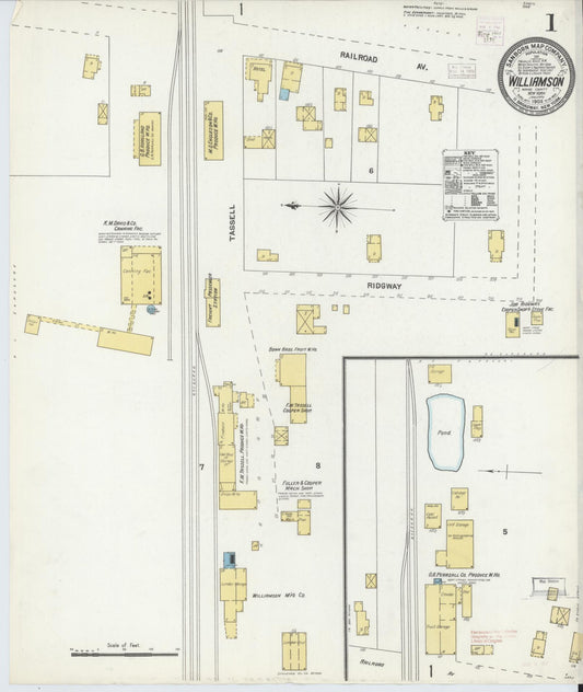 Sanborn Fire Insurance Map from Williamson, Wayne County, New York (1905), Sheet #0001 - Complete Map Set gallery image, historic Sanborn map, vintage wall art, New York New York