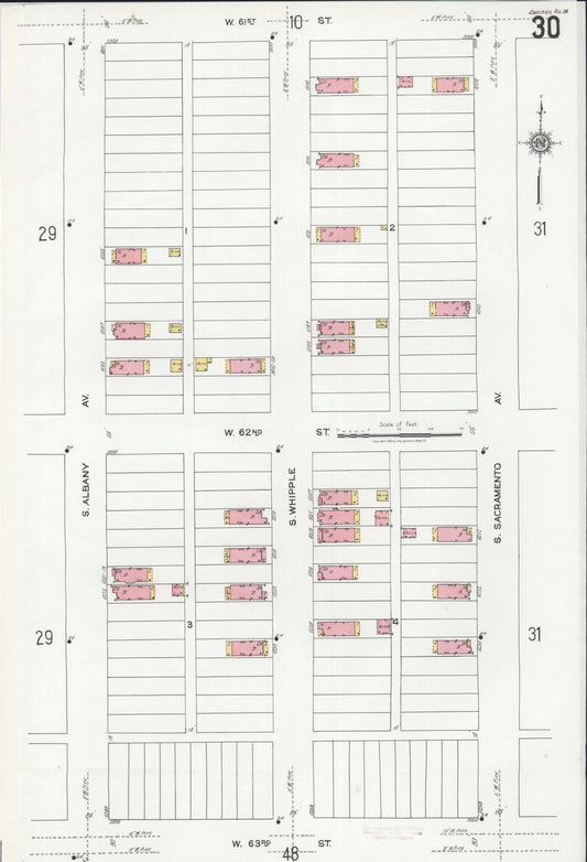 Sanborn Fire Insurance Map from Chicago, Cook County, Illinois (1920), Sheet #0030 - Historic Sanborn Fire Insurance Map Print, vintage old map wall art, antique decor, genealogy gift, Illinois Illinois map
