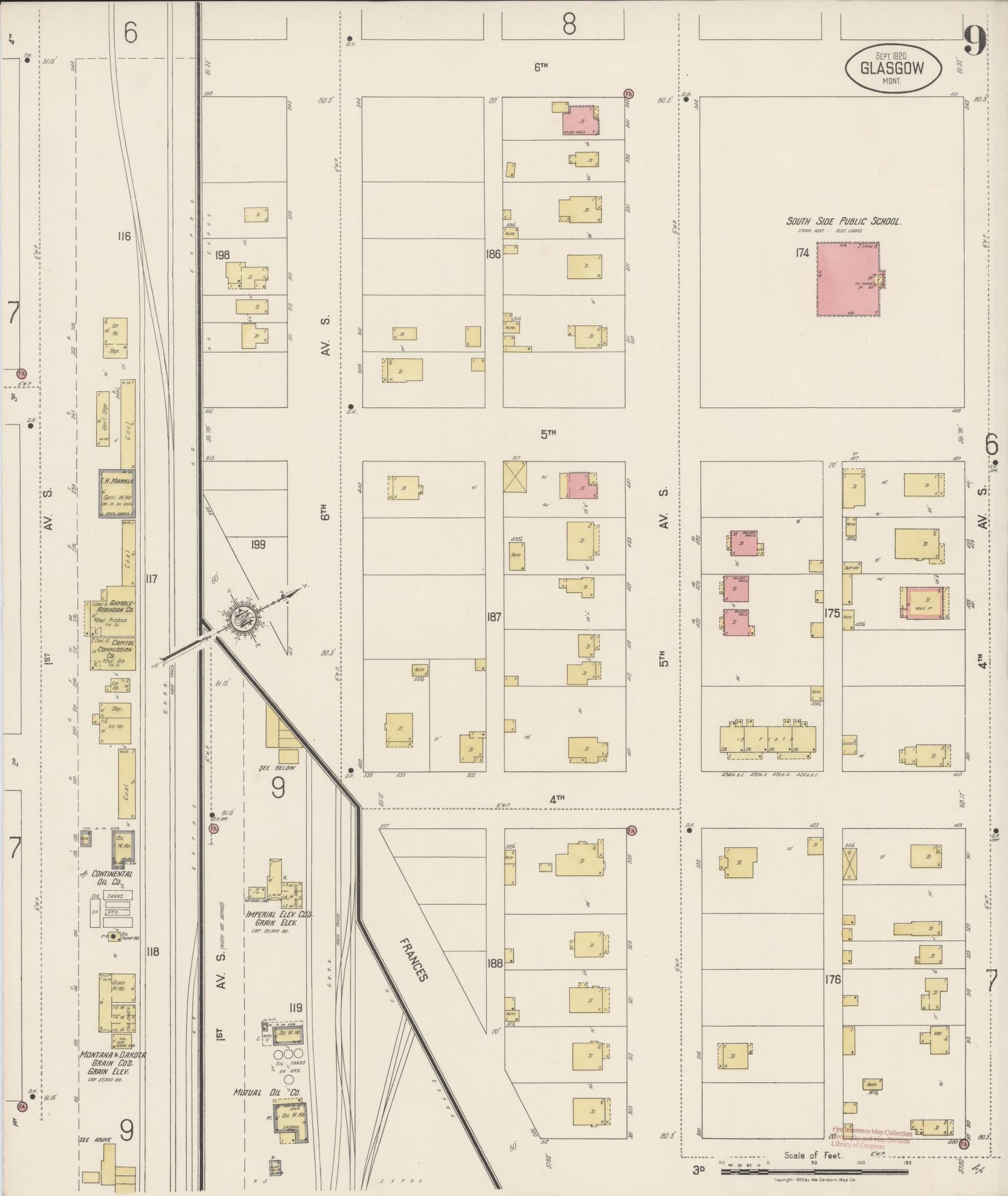 Sanborn Fire Insurance Map from Glasgow, Valley County, Montana (1920), Sheet #0009 - Complete Map Set gallery image, historic Sanborn map, vintage wall art, Montana Montana